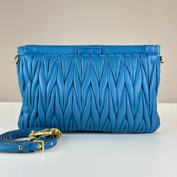 Miu Miu Blue Leather Shoulder Bag Crossbody - Picture 2 of 9